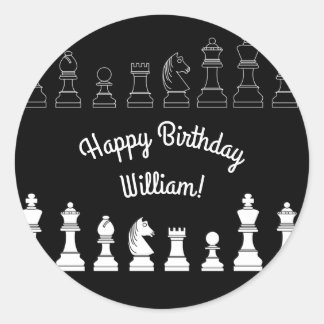 Cute Chess Board Games Kids Birthday Party Classic Round Sticker