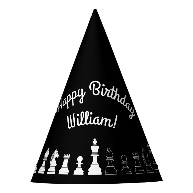 Cute Chess Board Games Kids Birthday Party Party Hat (Front)