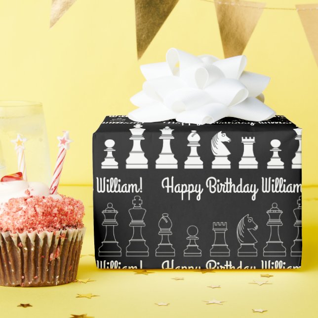Cute Chess Board Games Kids Birthday Party Wrapping Paper (Birthday Party)