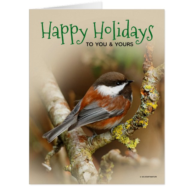 Cute Chestnut-Backed Chickadee Christmas Holiday (Front)