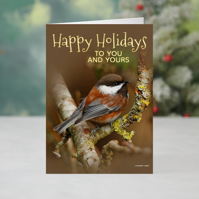 Cute Chestnut-Backed Chickadee Christmas Holiday (Holiday In Situ)