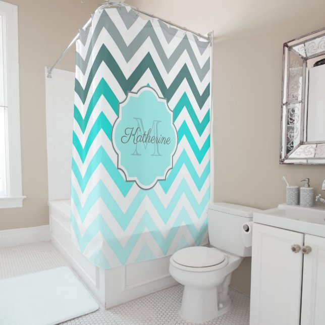 Cute Chevron Pattern Shower Curtain (In Situ)