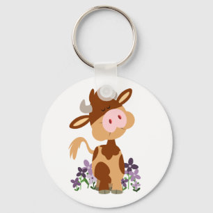 Cute Chewing Cartoon Cow Keychain