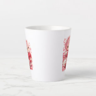 Cute Chibi Anime Boy with Valentine Chocolate Box Latte Mug