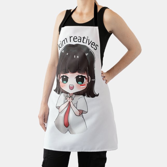 Cute Chibi Anime Girl All-Over Print Kitchen Apron (Insitu)