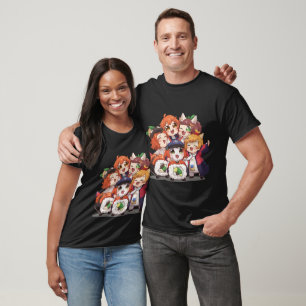 Cute Chibi Anime Girls Sushi Group Art T-Shirt