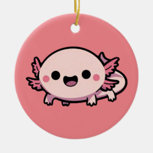 Cute Chibi Axolotl Ceramic Tree Decoration