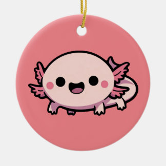 Cute Chibi Axolotl Ceramic Tree Decoration