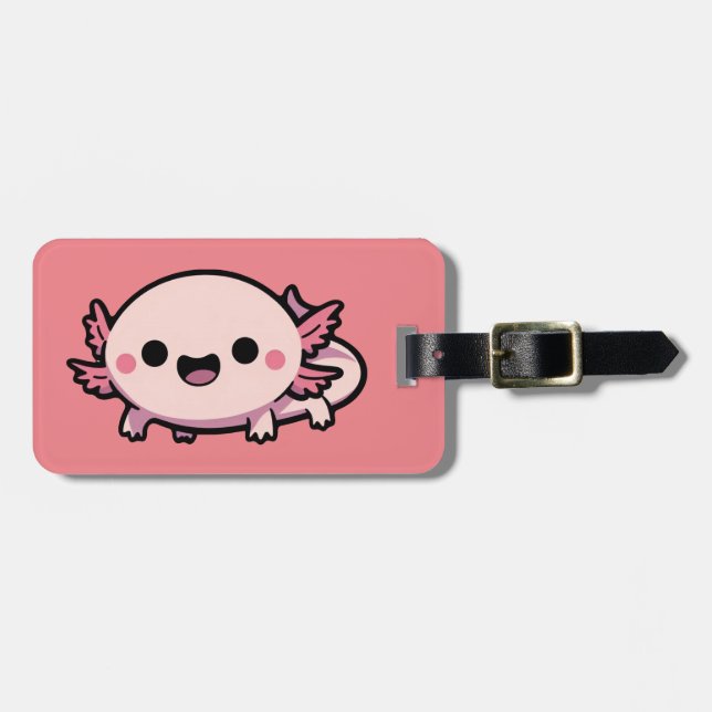 Cute Chibi Axolotl Luggage Tag (Front Horizontal)