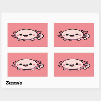 Cute Chibi Axolotl Rectangular Sticker