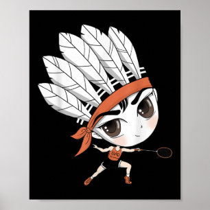 Cute Chibi Badminton Birdie Manga Cartoon  Poster