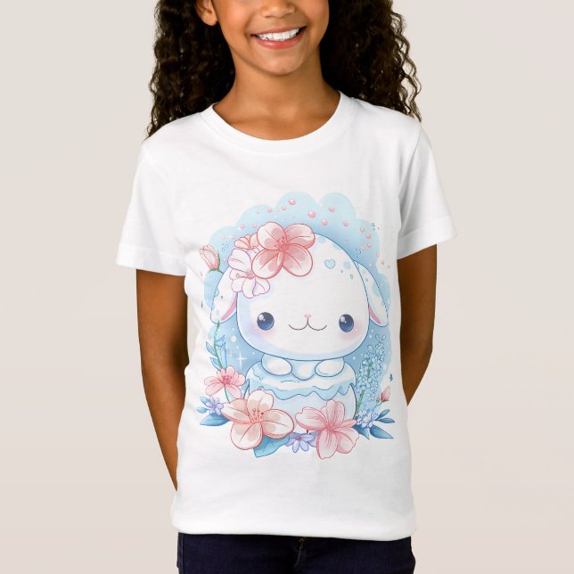 Cute Chibi Bunny Illustration T-Shirt (Front)