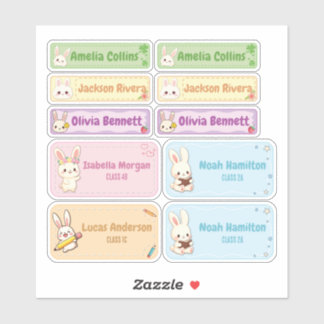 Cute Chibi Bunny Name Labels for Kids