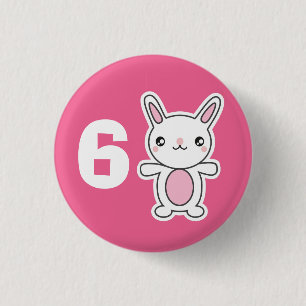 Cute Chibi Bunny Pink Custom Birthday Age Kids 3 Cm Round Badge