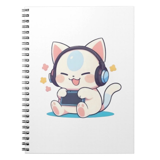 Cute Chibi Cat Gaming Headphones Portable Console  Notebook (Front)