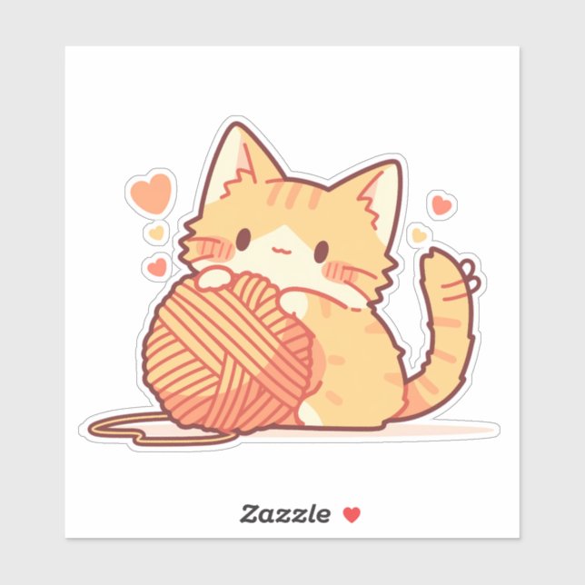 Cute Chibi Cat with Yarn – Adorable (Sheet)