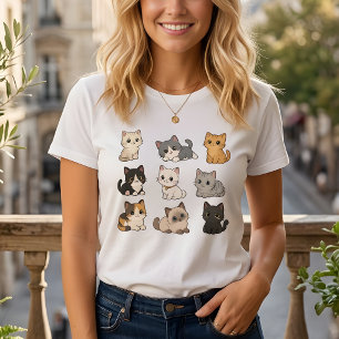 Cute Chibi Cats Pattern Kawaii Kittens T-Shirt