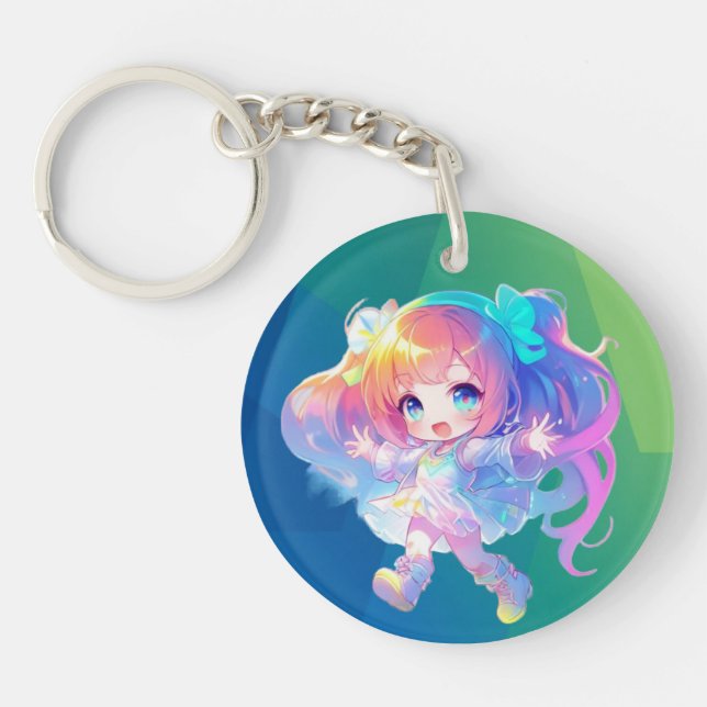Cute Chibi Dancing 1 Keychain (Front)