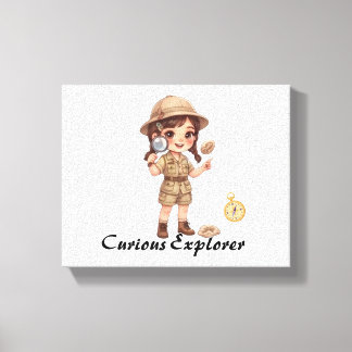 Cute Chibi Explorer Girl Graphic Canvas Print