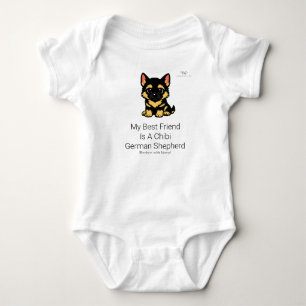 Cute Chibi German Shepherd Puppy Baby Bodysuit