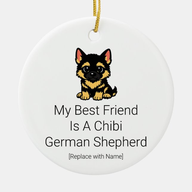 Cute Chibi German Shepherd Puppy Baby Ornament (Front)