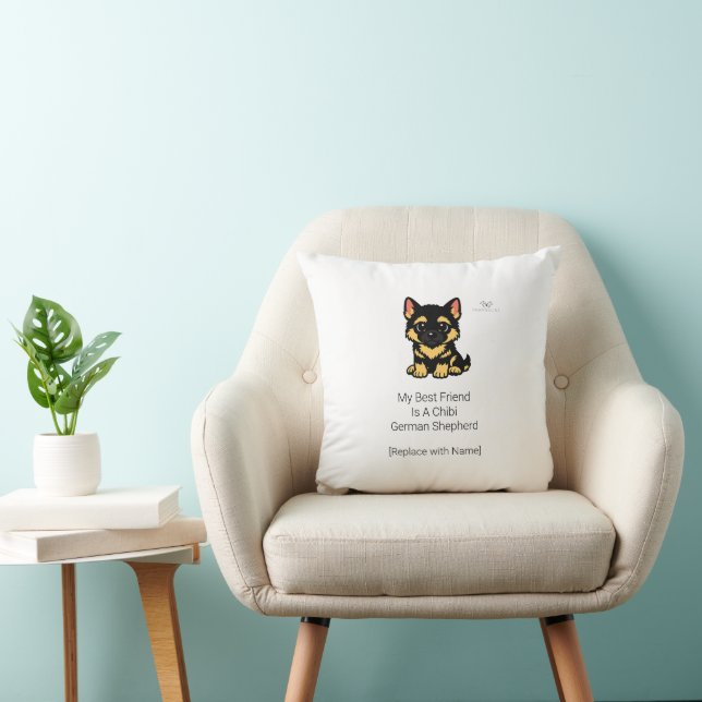 Cute Chibi German Shepherd Puppy Nursery Pillow (Chair)