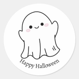 Cute Chibi Ghost Happy Halloween Classic Round Sticker