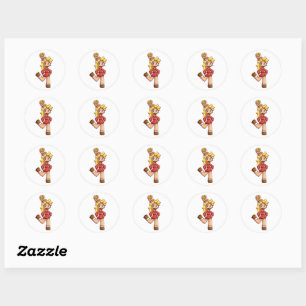 Cute Chibi Girl French Fries Hair Cartoon Characte Classic Round Sticker
