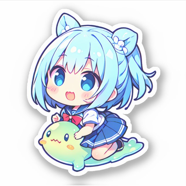 cute chibi girl with slime (Front)