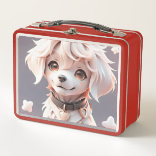 Cute Chibi Golden Retriever Puppy Metal Lunch Box