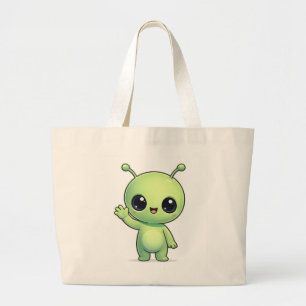 Cute Chibi Green Alien Tote Bag – Kawaii Space Cha