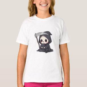 Cute Chibi Grim Reaper Sitting Kids T-Shirt