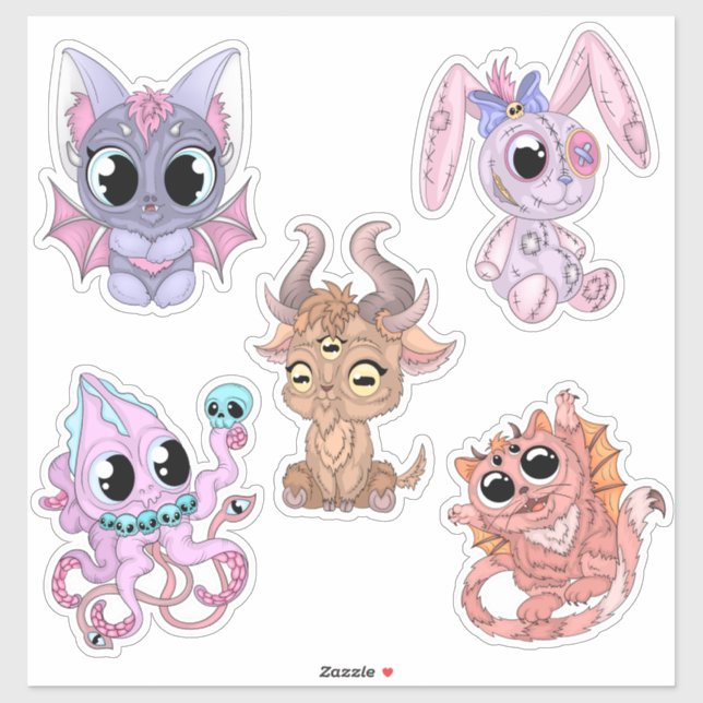 Cute Chibi Halloween Monsters-hand drawn (Sheet)