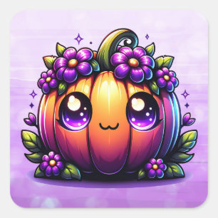 Cute Chibi Halloween Pumpkin Square Sticker