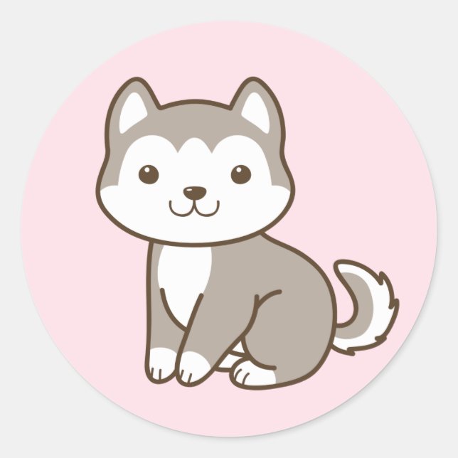 Cute Chibi Husky Puppy Dog Stickers (Front)