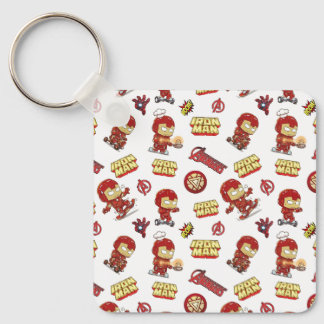 Cute Chibi Iron Man Seamless Pattern - Superhero  Key Ring