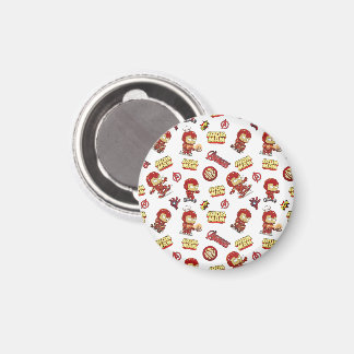 Cute Chibi Iron Man Seamless Pattern - Superhero  Magnet