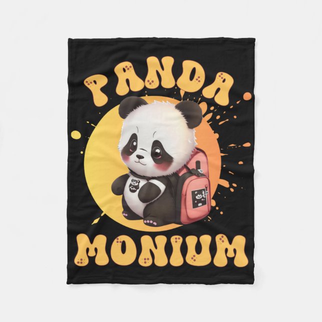Cute Chibi Kawaii Panda Name School Year On Back B Fleece Blanket (Front)