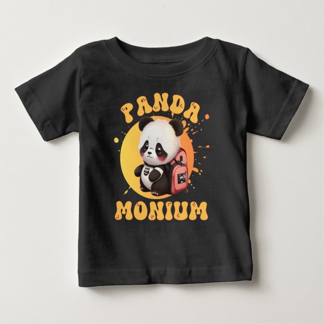 Cute Chibi Kawaii Panda Name School Year on Back Baby T-Shirt (Front)