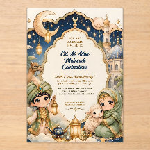 Cute Chibi Kid Luxury Eid Al Adha Mubarak