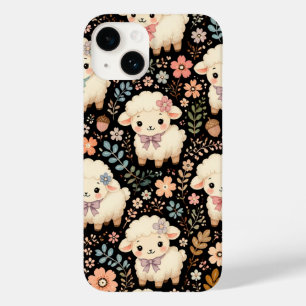 Cute Chibi Lamb Floral Pattern Cottagecore Case-Mate iPhone 14 Case