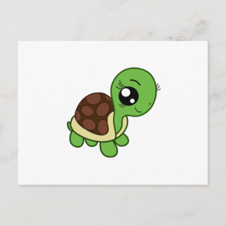 Cute Chibi Make-up Turtle Girl Kawaii Postcard