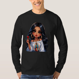 Cute Chibi Mexican Baby Girl Chicana Virgen Reina T-Shirt