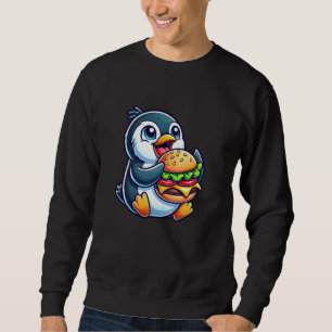 Cute Chibi Penguin Burger Fun Fast Food Art Sweatshirt