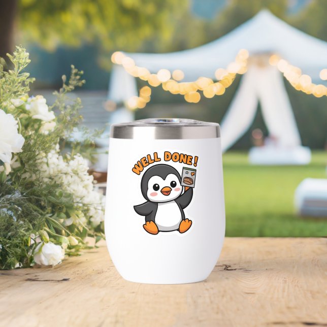 Cute Chibi Penguin 'Delicioso' Pose Sticker  (Wedding (Rotated))