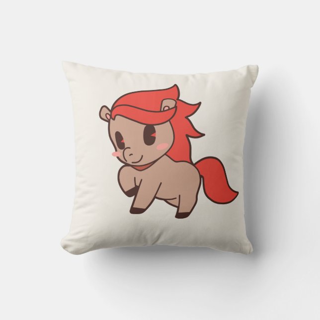 Cute Chibi Pony Throw Pillow – Kawaii Nursery & To (Front)