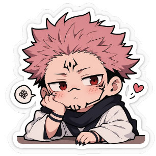 Cute Chibi Pouty King Sticker - Kawaii Pink Hair Duffle Bag