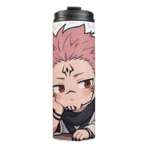 Cute Chibi Pouty King Sticker - Kawaii Pink Hair Thermal Tumbler