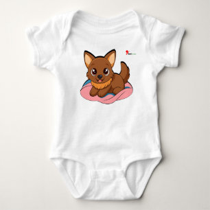 Cute Chibi Puppy Dog Brown Baby Bodysuit Gift