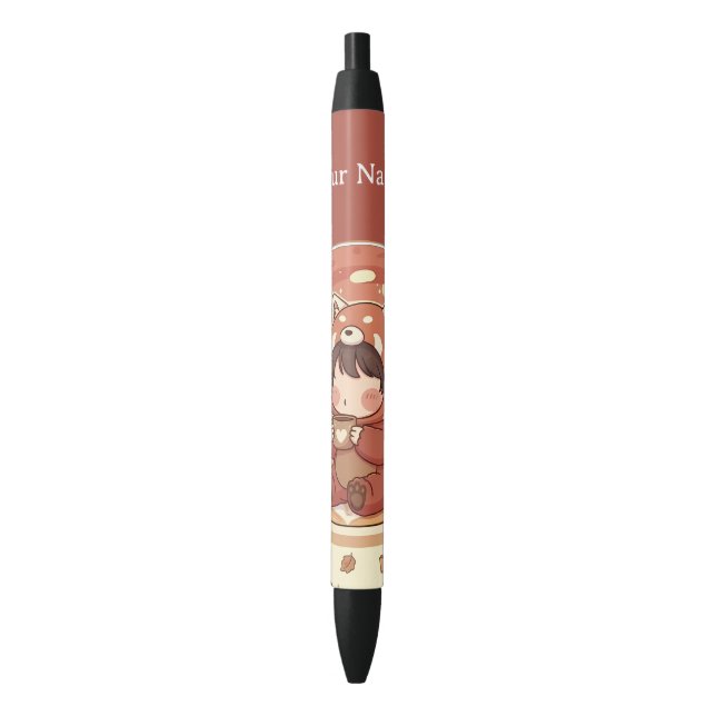 Cute Chibi Red Panda Custom Ink Pen (Front Vertical)
